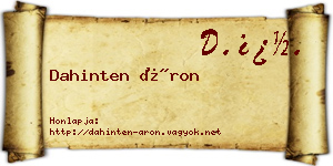 Dahinten Áron névjegykártya